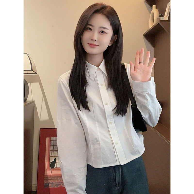 韩系穿搭白衬衫女秋冬内搭叠穿衬衣女款2025新款爆款冬季小上衣服