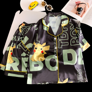 男童睡衣夏季薄款冰丝短袖夏款套装儿童中大童男孩宝宝夏天空调服