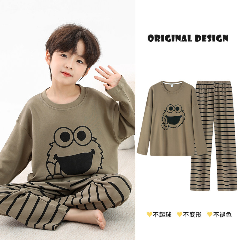 男童睡衣春秋季长袖卡通学生儿童小男孩青少年秋冬家居服薄款套装