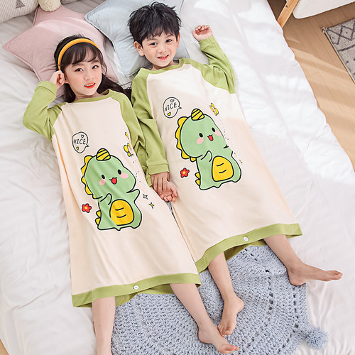 儿童睡衣恐龙男孩春秋女童纯棉夏