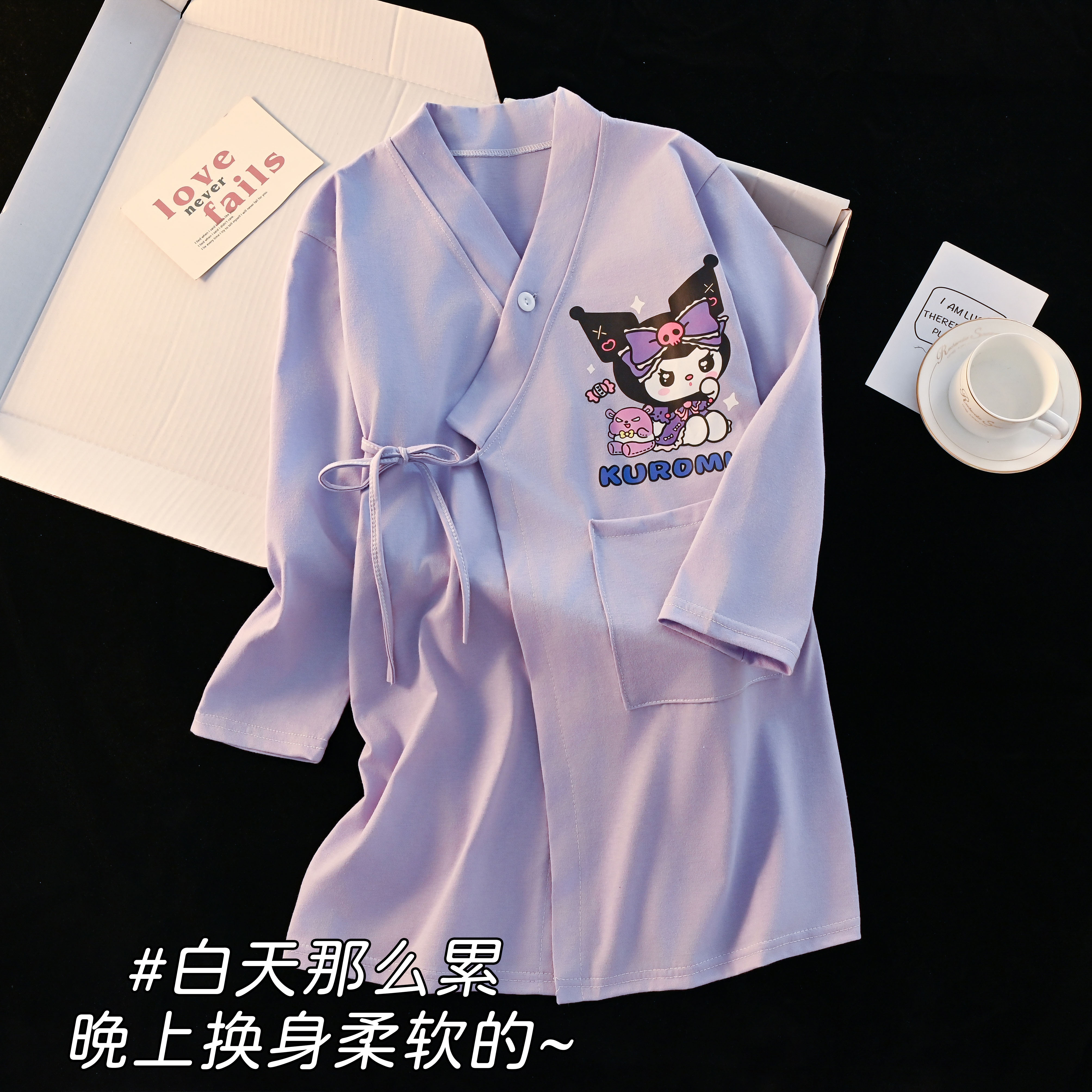 女童睡袍春秋季长袖纯棉薄款睡衣儿童卡通可爱女孩家居服系带浴袍