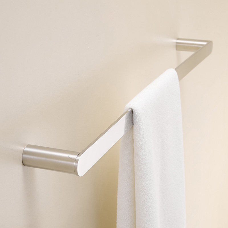 包豪斯卫生间毛巾架免打孔高端浴室极简浴巾毛巾杆单杆304不锈钢