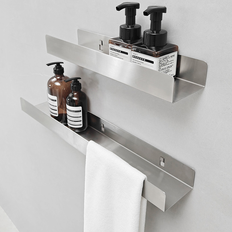 德国SEVENR卫生间不锈钢置物架拉丝银浴室毛巾浴巾架简约免打孔