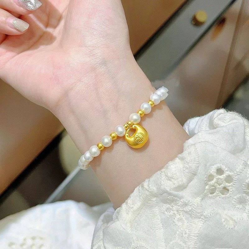 新款珍珠小胖福手链女ins甜美简约小众设计气质转运闺蜜手串礼物