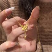 锁骨链送女友情人节礼物 2025新款 古法新中式 灵蛇缠绕蝴蝶项链女款