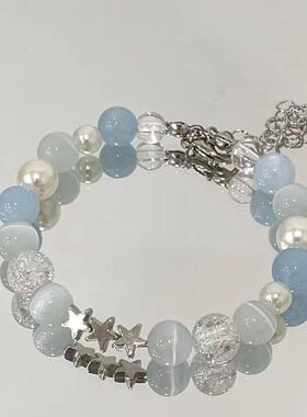 星之海星星蓝色串珠手链夏天森系设计感小众高级手串新款