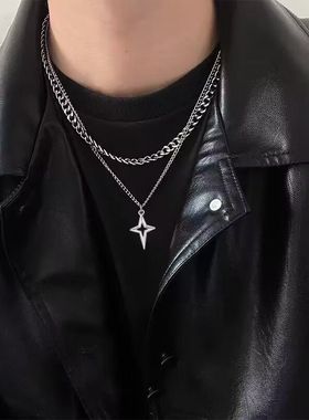 双层项链十字架个性星星冷淡风时尚气质设计感小众嘻哈多层百搭潮