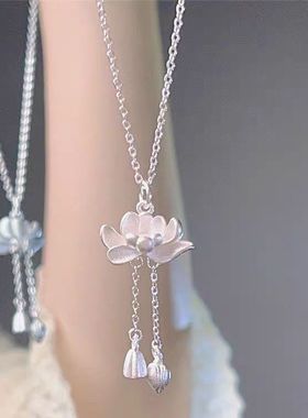 莲花流苏项链女新款爆款好运莲莲吊坠新中式小众