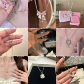 跨境气质锁骨链爱心吊坠项链时尚 心形吊坠项链