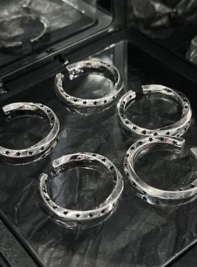 复古星星不规则戒指女ins百搭个性朋克蹦迪开口戒气质冷淡风指环