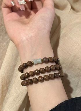 新款清冷双层手链木质手链木搭配东陵竹节多圈手串女生百搭