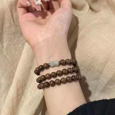 新款清冷双层手链木质手链木搭配东陵竹节多圈手串女生百搭