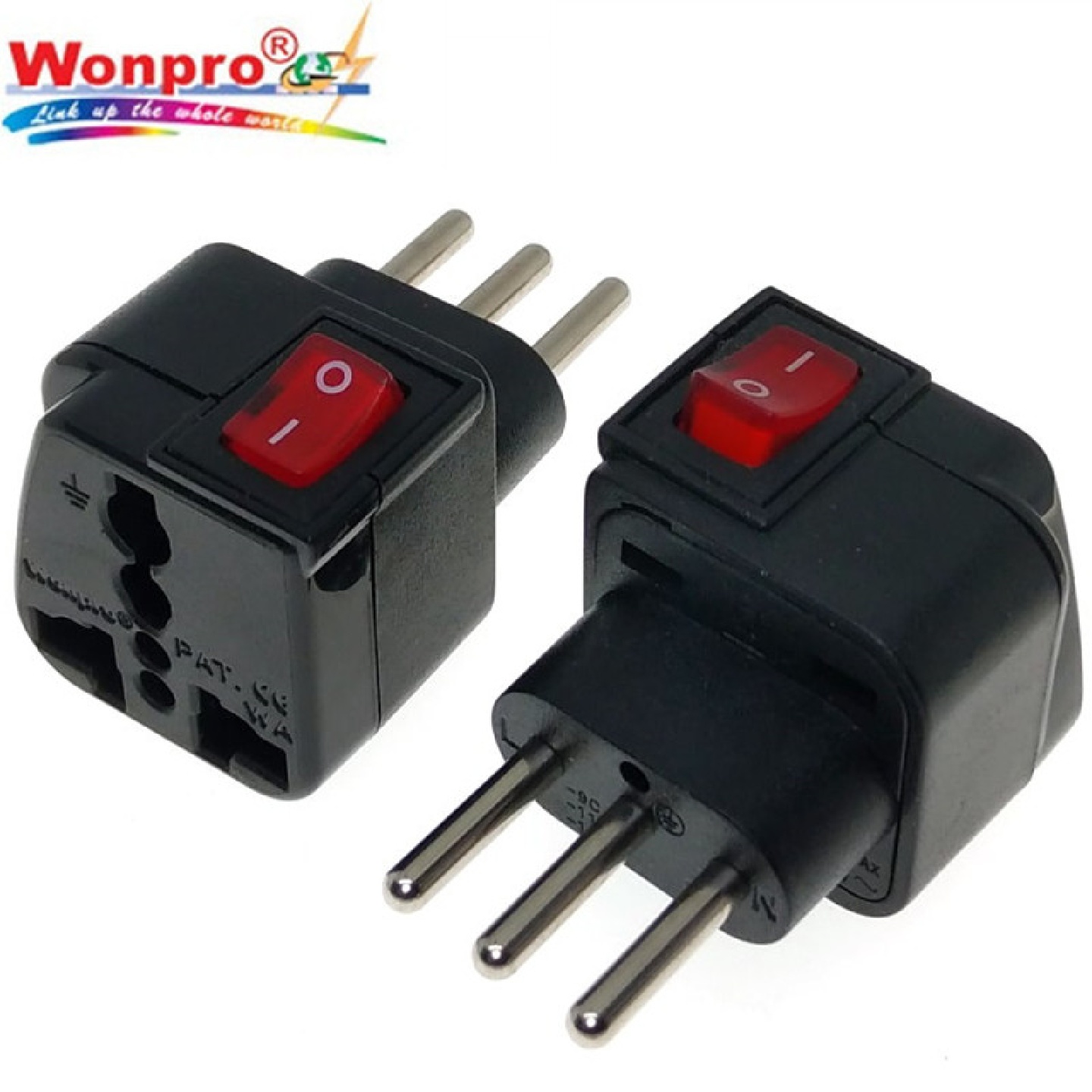 稳不落意大利万用转换插头带开关