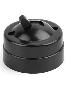 黑色圆形明装单控老式墙壁开关倒板复古床头扳动开关面板1A 250V