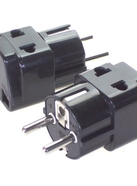 德国法国巴厘岛韩国俄罗斯电源插座 德标一转二万用转换插头黑色