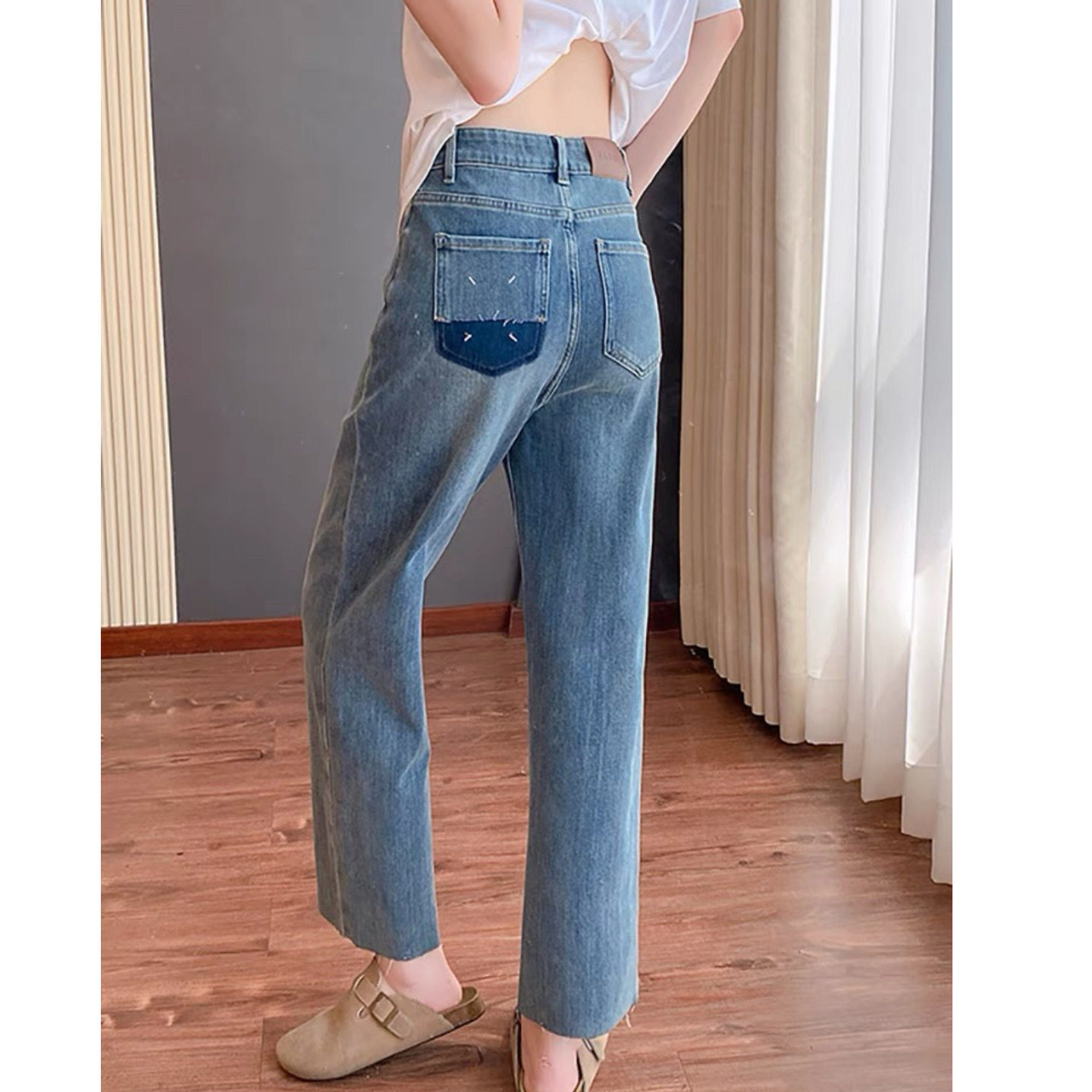 大碗plus定制大码女装微胖水洗毛边直筒牛仔秋高腰宽松显瘦九分裤,女装/女士精品,大码裤装,淘宝优惠券,粉丝福利购,淘宝优惠卷