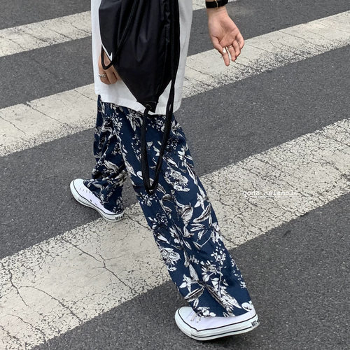 大碗plus定制大码女装肥妹妹mm碎花休闲垂感阔腿夏宽松显瘦拖地裤