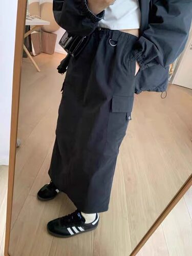 大码女装工装开叉显瘦休闲半身裙