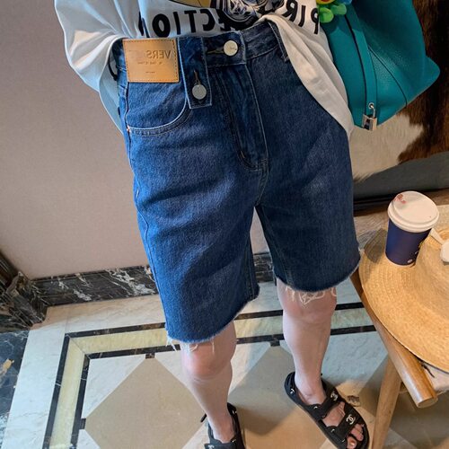 大碗plus定制大码女装微胖mm毛边牛仔短裤夏宽松显瘦休闲五分中裤