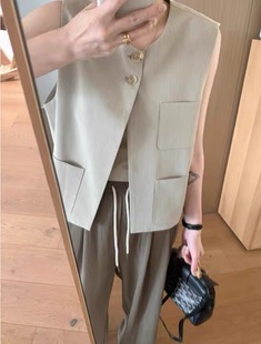 大碗plus定制大码 气质双扣马甲秋宽松显瘦上衣外套 女装 微胖mm西装