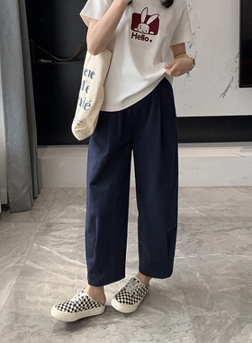 大碗plus定制大码女装微胖mm纯棉工装阔腿夏季宽松显瘦休闲气球裤