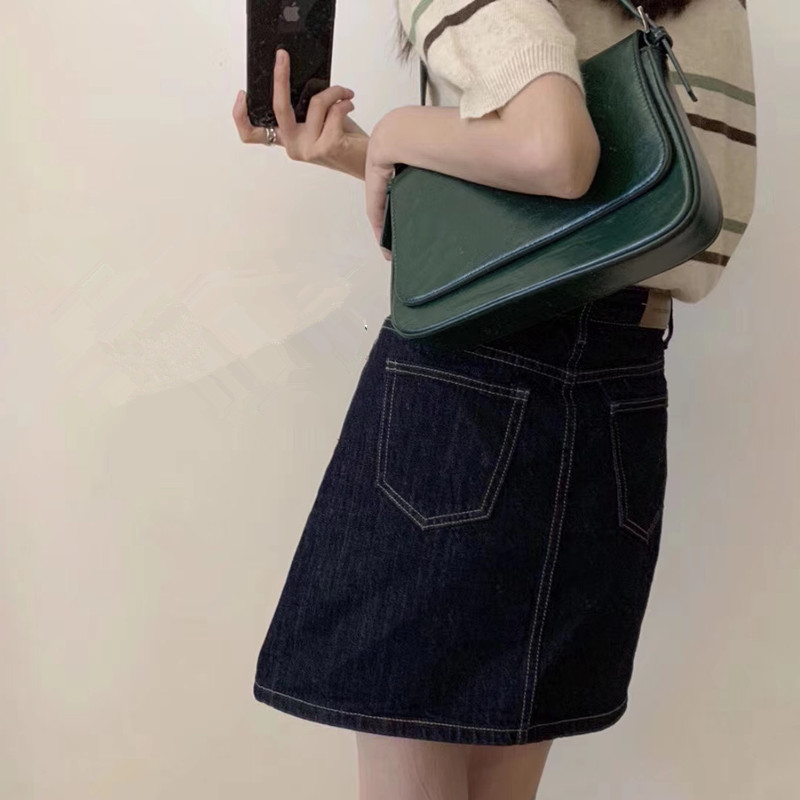 大码女装深蓝色宽松显瘦牛仔短裙