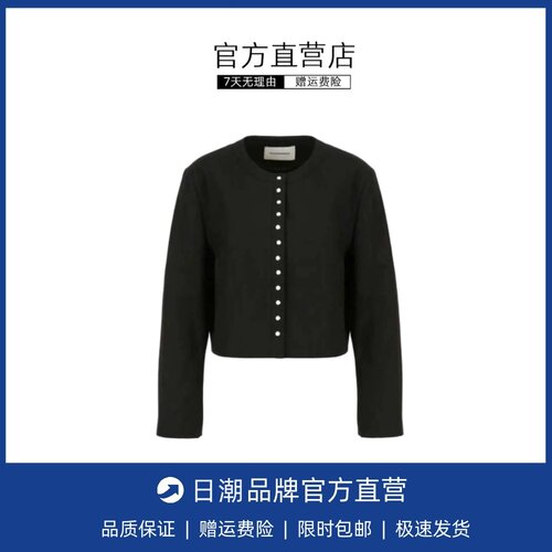 【现货】韩国 Jennie同款气质韩国黑色夹克圆领短外套女春秋新款