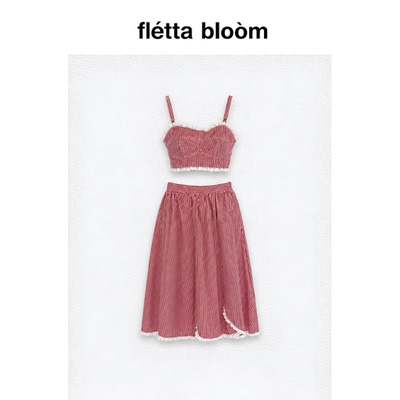 ●fletta bloom freckle格纹蕾丝边吊带半身裙套装夏季韩系两件套