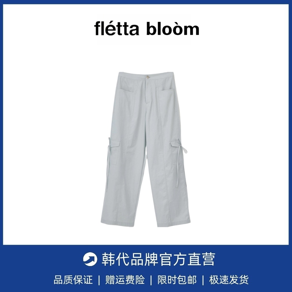 【现货】fletta bloom韩国设计师宽松绑带蝴蝶结工装裤休闲运动裤