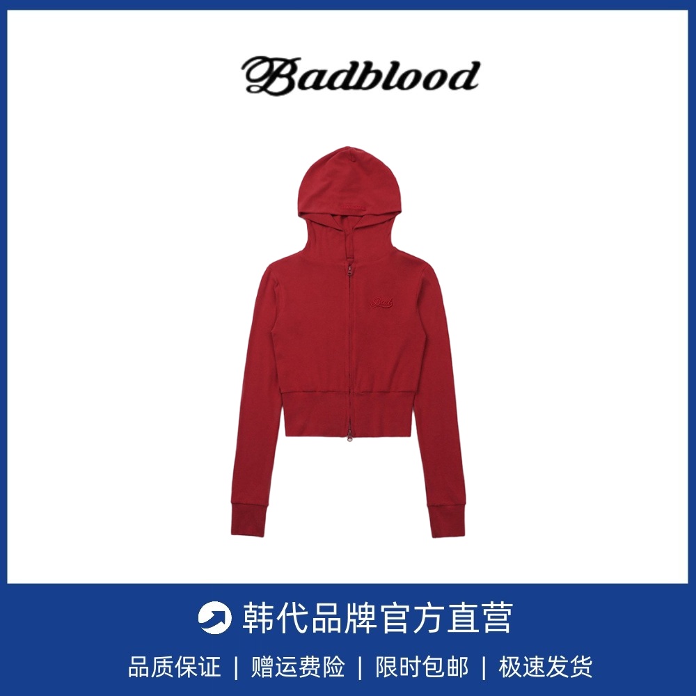 【现货】韩国badblood美式辣妹卫衣女连帽衫刺绣复古休闲运动外套