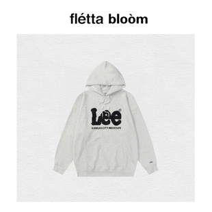 bloom韩国lee牛仔贴布经典 fletta 字母连帽卫衣金艺琳款 现货