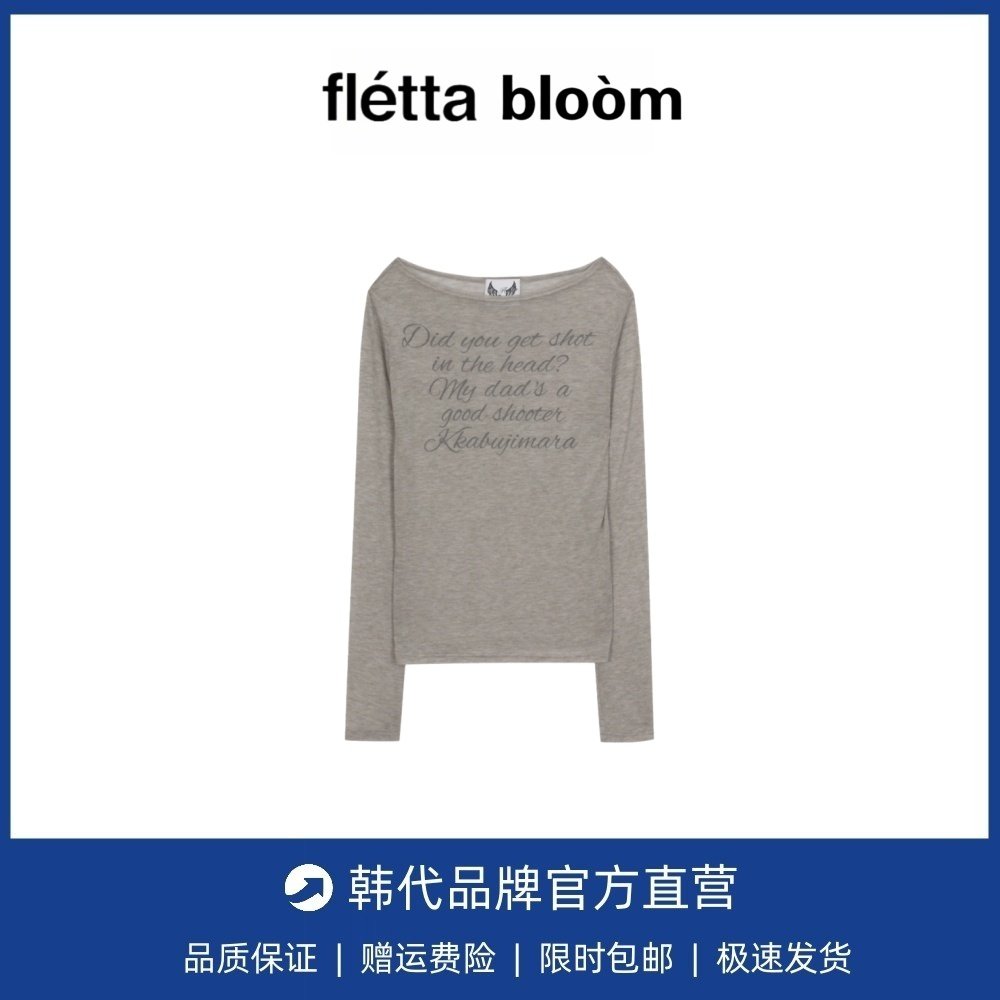 【现货】fletta bloom韩版jennie同款斜肩罩衫字母长袖T恤上衣女,女装/女士精品,大码内搭,淘宝优惠券,粉丝福利购,淘宝优惠卷