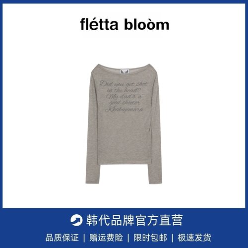 【现货】fletta bloom韩版jennie同款斜肩罩衫字母长袖T恤上衣女