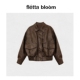 bloom韩国东大门博主复古飞行员翻领皮衣夹克外套 fletta 现货