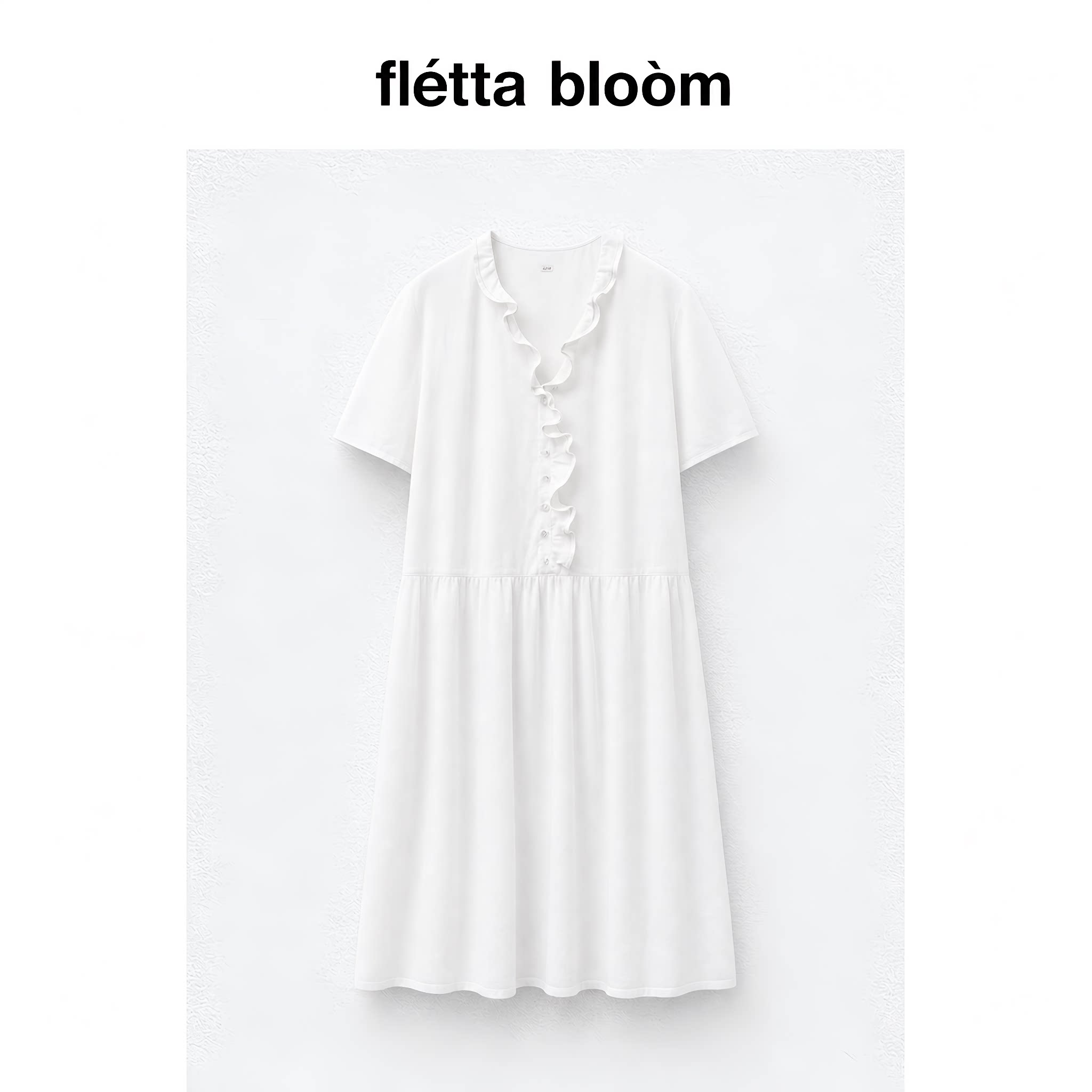 ●fletta bloom viaplain春夏季韩国设计师波点荷叶边纽扣连衣裙