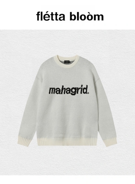 【现货】fletta bloom韩国小众潮牌MGD字母毛衣针织衫圆领宽松