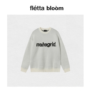 【现货】fletta bloom韩国小众潮牌MGD字母毛衣针织衫圆领宽松