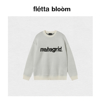 【现货】fletta bloom韩国小众潮牌MGD字母毛衣针织衫圆领宽松