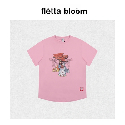 【现货】fletta bloom潮牌RON卡通小狗短袖联名可爱蝴蝶结圆领T恤