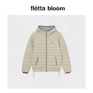 【现货】fletta bloom韩国aeae印花logo绗线鸭绒连帽羽绒服外套女