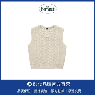 【现货】Thebarnnet韩国八奶麻花针织衫马甲圆领无袖毛衣外穿背心