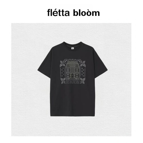 【现货】fletta bloom韩系ins风小房子印花T恤女宽松纯棉短袖上衣