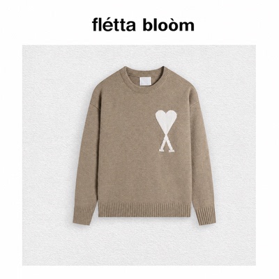 ●fletta bloom ami毛衣提花大爱心圆领毛衣宽松情侣 针织衫