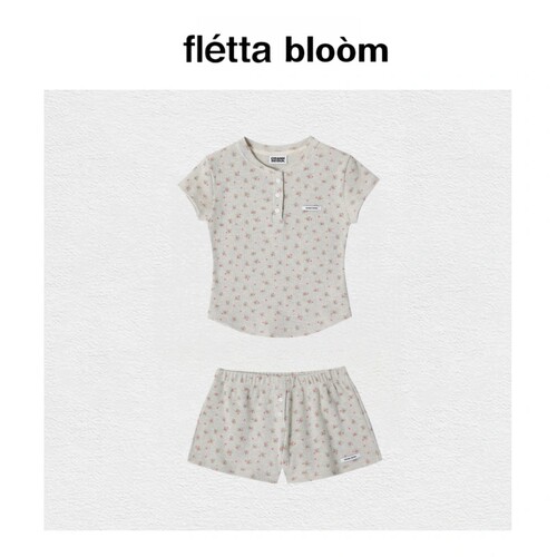 【现货】fletta bloom韩国crank短袖女李彩领碎花T恤可爱短裤套装