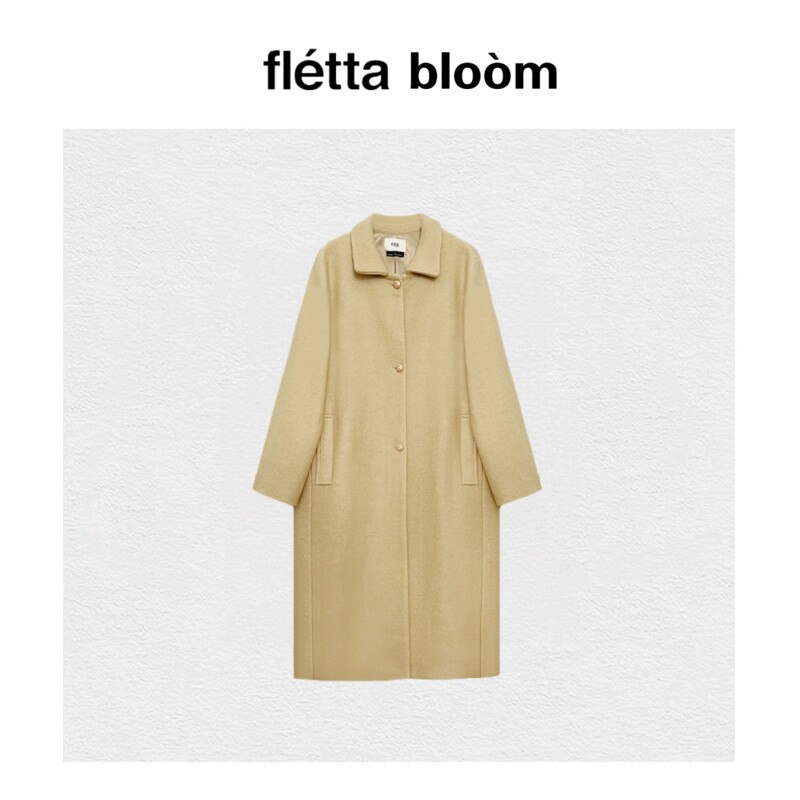 【现货】fletta bloom鸡蛋家气质显瘦直筒中长款羊毛大衣毛呢外套