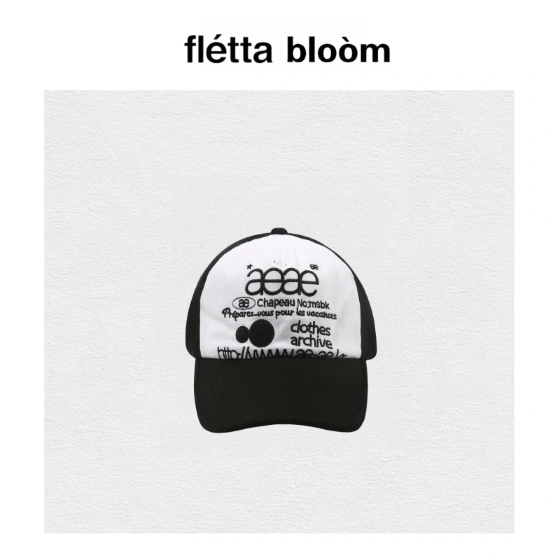 【现货】fletta bloom韩国小众aeae鸭舌字母刺绣撞色网眼棒球帽