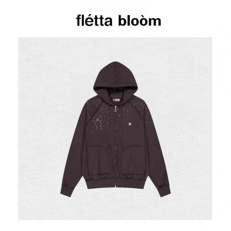 【现货】fletta bloom星星加绒外套秋冬款蝴蝶结连帽卫衣开衫女,女装/女士精品,大码内搭,淘宝优惠券,粉丝福利购,淘宝优惠卷