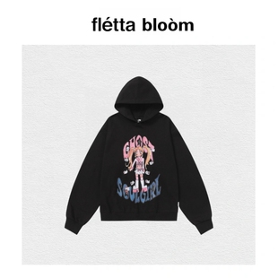 【现货】fletta bloom韩国小众ngc林娜琏同款涂鸦宽松连帽卫衣