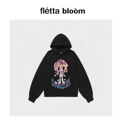 【现货】fletta bloom韩国小众ngc林娜琏同款涂鸦宽松连帽卫衣