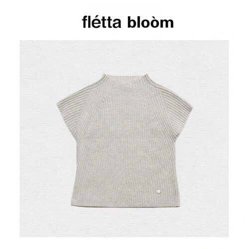 【现货】fletta bloom韩系小众女装气质通勤套头半高领短袖针织衫